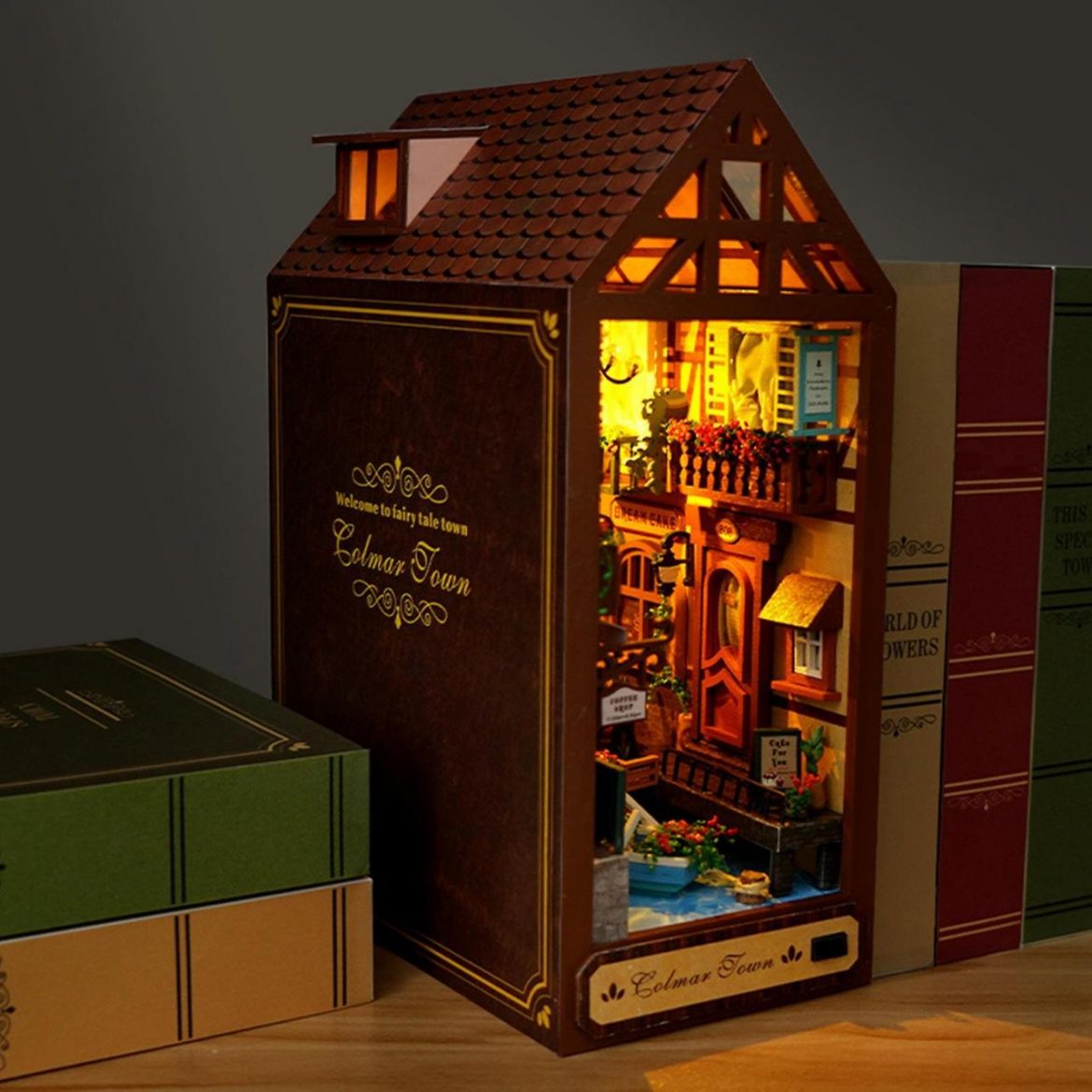 1 Set Book Nook Kit Ville Française Thème Fantaisie Européenne Retro Cover  Diy Dollhouse Wood Bookend Building Kit Décoration de la maison | Fruugo FR